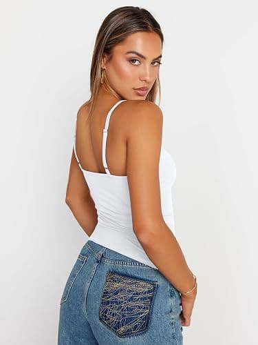 Trendy Queen Womens Adjustable Camisole Sleeveless Square Neck Spaghetti Strap Tank Tops Basic Shirt thumbnail 5