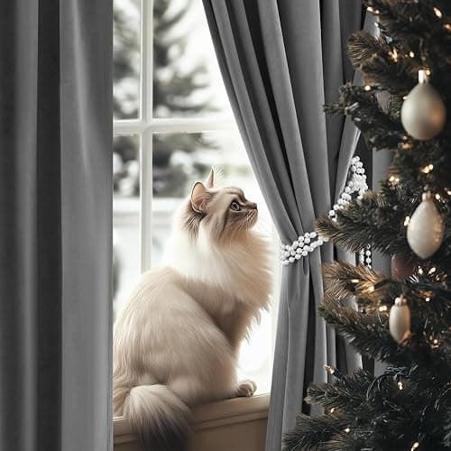 Topfinel Gray Velvet Blackout Curtains 84 Inches Long, Light Grey Room Darkening Thermal Insulated Soundproof Modern Heavy Thick Suede Back Tab Winter Drapes for Living Room Bedroom 2 Panels thumbnail 8