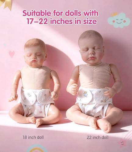 Reborn Baby Doll Accessories, 4-Pack Reusable Diapers for 17-24 Inch Dolls | Soft cotton-blend doll diapers for nurturing play; reusable and hand washable. Four assorted prints ship at random. thumbnail 5