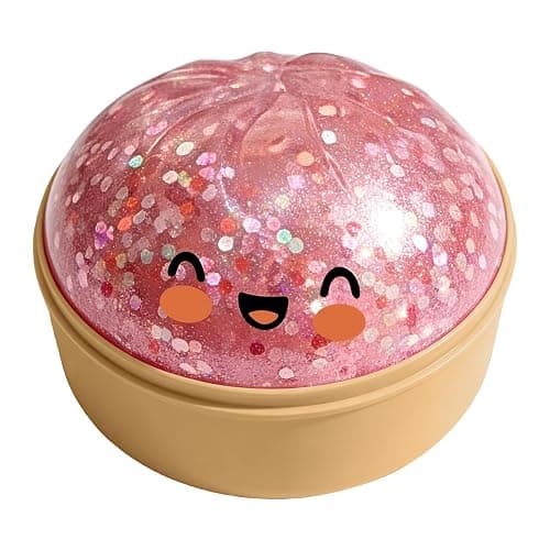 Glitter Dumpling Squishy, Squishy dumpling, Colorful Dumplings Stress Fidget, Soft Squeeze Decompression Dough, Sensory Stress Ball Squeeze Toys (Pink) - Image 1