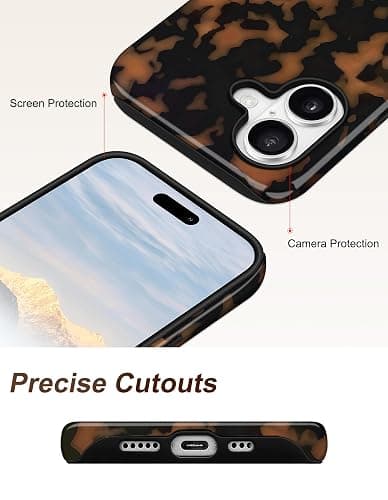 Jusy Magnetic Brown Tortoise Shell Phone Case for iPhone 15,Yellow | Compatible with MagSafe,Cute Aesthetic Cheetah Leopard Design,TPU and PC Protective Shockproof Cover thumbnail 5