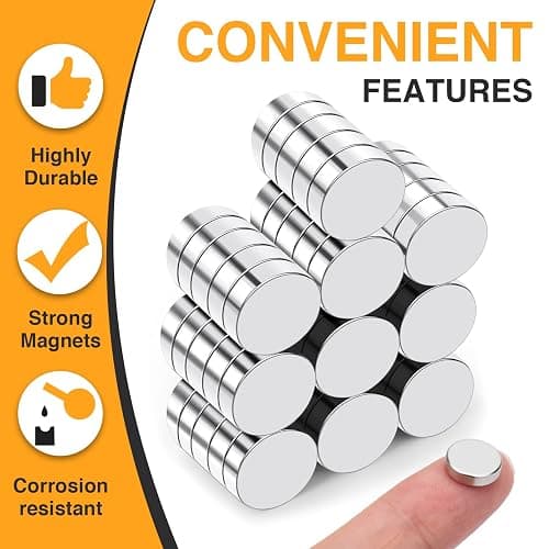 TRYMAG Small 10x3mm 50Pcs Rare Earth Magnets, 50Pcs Tiny Round Fridge Magnets for Whiteboard, Refrigerator, DIY, Kitchen, Office thumbnail 2