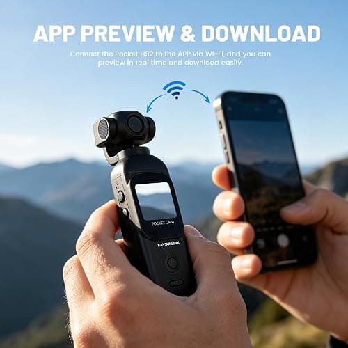 Kaysunlink 1080P Vlogging Camera with 270°Rotatable Lens, Handheld POV Pocket Camera with Touch Screen & WIFI, 5 Hours Power, One-button Recording Camcorder with 64GB Card for Daily Use, Travel, Black thumbnail 6