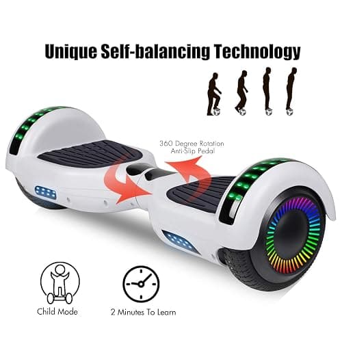 LIEAGLE Hoverboard, 6.5" Self Balancing Scooter Hover Board with Bluetooth Wheels LED Lights for Kids Adults thumbnail 2