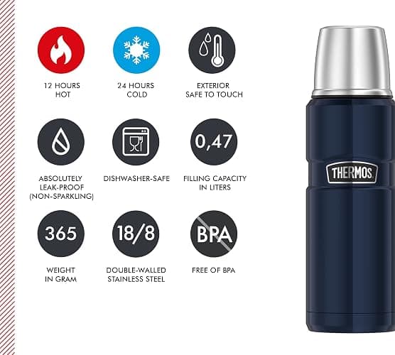 Thermos 4003.205.047 King - Termo (acero inoxidable), acero inoxidable, azul medianoche, 0,47 L thumbnail 7