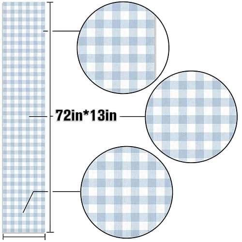 Buxiuer Dusty Blue Gingham Table Runner Light Blue Checkered Boy Girl Baby Shower Birthday Party Decoration Home Dining Kitchen Island Decor (13" x 72") thumbnail 3