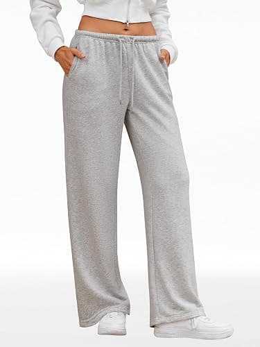 JEKAOYI Wide Leg Sweatpants for Women High Waisted Baggy Sweat Track Pants Drawstring Casual Lounge Pants with Pockets thumbnail 2