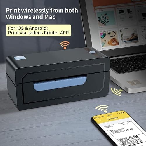 JADENS Bluetooth Thermal Shipping Label Printer – Wireless 4x6 Shipping Label Printer, Compatible with Android, iPhone, Windows & Mac, Widely Used for Ebay, Amazon, Shopify, Etsy, USPS(Blue) thumbnail 2