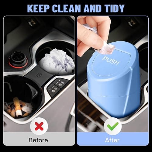 SGLRT Car Trash Can Bin with Lid - 2 Packs Car Garbage Can Cup Holder - Blue Mini Leakproof Vehicle Garbage Bin with 40pcs Trash Bags-Automobile Organizers and Storage for Front Back Seat Accessories thumbnail 2