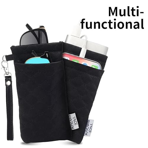 Face Shadow Double Glasses Case Soft Eyeglass Casle For Women Men Squeeze Top Sunglasses Case With Cleaning Cloth thumbnail 6