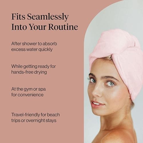 Kitsch Microfiber Hair Towel Wrap for Women - Blush | Ultra Absorbent Microfiber Bath Towel for Wet, Curly, Long or Short Hair, Anti-frizz Hair Wrap thumbnail 6