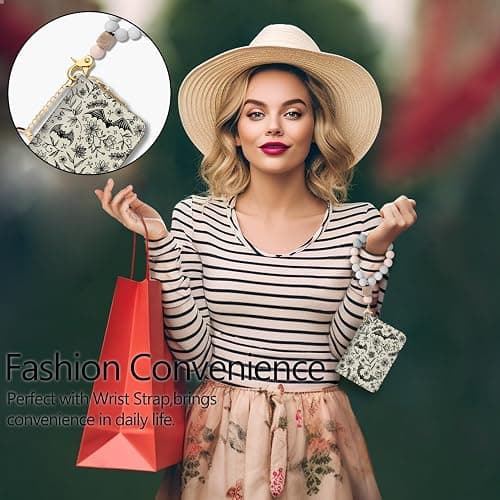 Blusabaca Goth Bat Credit Card Holder for Women, Gothic Floral Small RFID Wallet with Zipper, Card Keychain Wallet, Leather Wallet Card Case, Business Accordion Wallet Gift thumbnail 3