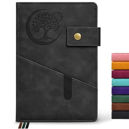 PAIBAS Blank Journal Notebook, A5 Hardcover Leather Sketchbook with 200 Pages Thick Blank Paper for Men Women, Unlined Drawing & Writing Journal, 5.9" x 8.4" Plain Notebook (black) - Image 1