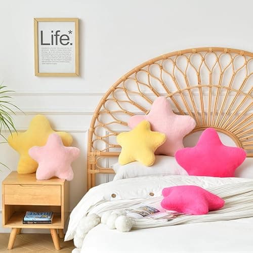 Xiashrk Star Pillow, Decorative Throw Pillows for Bed Couch, 15" Star Shaped Pillow Plush Floor Cushions Room Decor Pillow with Soft Faux Rabbit Fur for Sofa Bedroom Living Room thumbnail 5