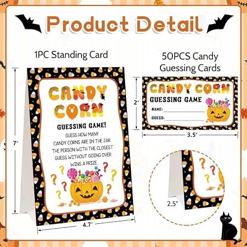 JUESMOS Halloween Party Game for Kids Adults, 50pcs Guessing Games Card | Guessing How Many Candy Game Cards for Halloween Party Decorations Baby Shower Games Favor thumbnail 3