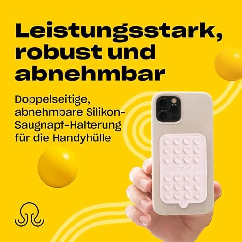 OCTOBUDDY Double - Silicone Double-Sided Suction Phone Case Detachable Mount - Hands-Free, Strong Grip Holder for Selfies & Videos - iPhone & Android Compatible - 2.5″ x 3.75″, Chalk Pink thumbnail 2