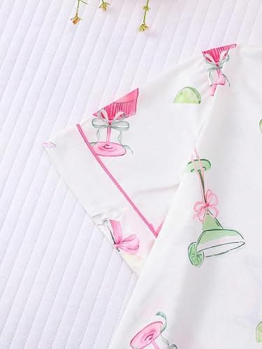 FUVYKOL Women's 2 Piece Wine Print Pajama Sets Sleepwear Short Sleeve Wineglass Nightwear Soft Pjs Lounge Sets thumbnail 4