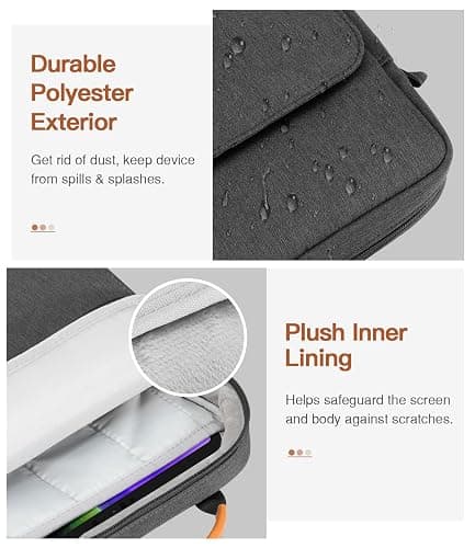 MoKo 12.9 Inch Tablet Sleeve Bag,Fits with 13 Inch New iPad Pro M4 & Air M2 2024,iPad Pro 12.9 M2&M1,Surface Laptop Go 12.4,Galaxy Tab S8+/S9+ 12.4,Handle Carrying Case with Shoulder Strap,Black &Gray thumbnail 3