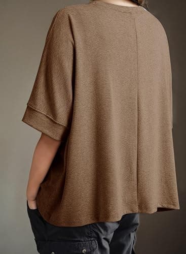 Dokotoo Summer Shirts 2025 Womens Solid T Shirts for Women Loose Oversized Tops Basic Tee thumbnail 4