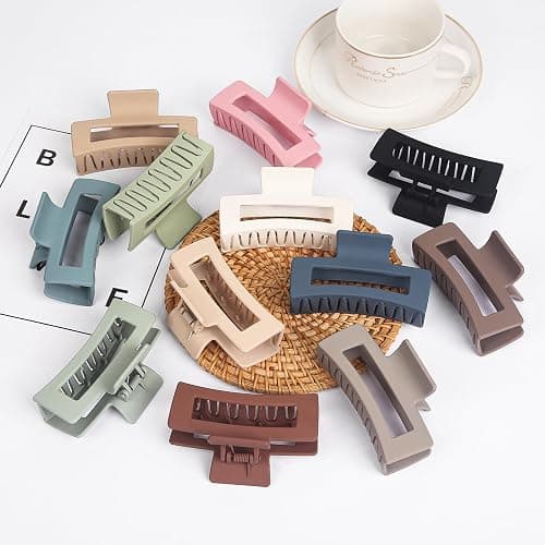 Vigorpace 12 Pack 3.5" Medium Hair Claw Clips for Women Girls Thick Thin Hair, Strong Hold Matte Square Hair Clips thumbnail 4