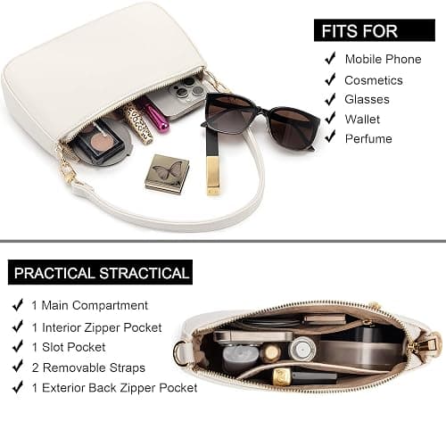 NIUEIMEE ZHOU Shoulder Bag for Women Retro Vegan Leather Classic Clutch Tote HandBags Purses with Zipper Closure thumbnail 6