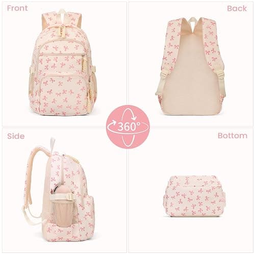 Cohawk Bow Backpack for Women Coquette Aesthetic Nylon Rucksack Cute Kawaii Backpack 3Pcs Set With Bow Pattern thumbnail 7