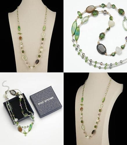 FULU AUTUMN Long Necklaces for Women Trendy Long Chunky Beaded Necklace Boho Fashion Costume Jewelry Mothers Day Gifts for Her thumbnail 6