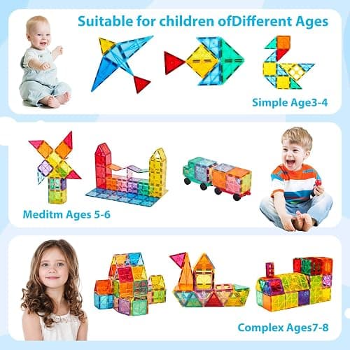 Anbalulu 134PCS Magnetic Building Tiles: Durable STEM Toys with Strong Magnets for Kids, Educational Building Blocks for Group Play Activities | Gift for Boys Girls 3+ thumbnail 5