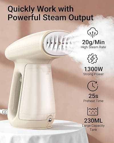 Bear Steamer for Clothes, 1300W 25s Heat-Up Clothes Steamer with 230ml Tank | Essential Oil Compatible,20g/min Steam Rate,Handheld 2-in-1 Steam&Iron,Fabric Wrinkle Remover for Home&Travel,Includes Brush thumbnail 4
