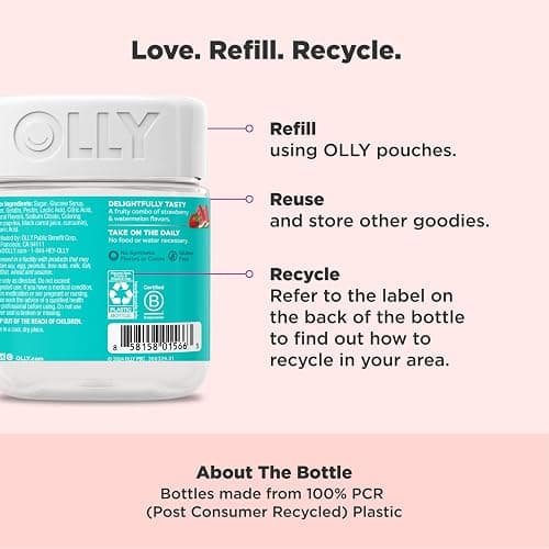 Olly Teen Girl Multi Gummy, Healthy Skin and Immune Support, 15 Essential Vitamins, Biotin, Zinc, Calcium, Chewable Multivitamin, Berry Melon, 35 Day Supply, 70 Count thumbnail 5