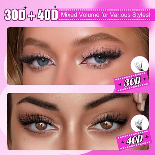 Yawamica DIY Lash Extension Kit 320pcs Individual Lashes Cluster, 9-16mm Mix 30D 40D Eyelash Clusters Wispy Lash Clusters Kit with Bond and Seal and Remover and Lash Applicator for Beginners thumbnail 3