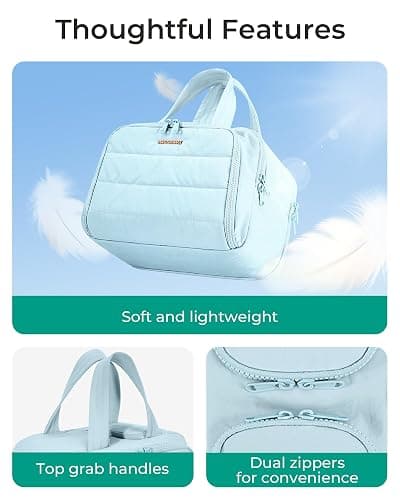 BAGSMART Travel Toiletry Bag, Crush Toiletry Bag for Women, Wide-open Puffy Toiletry Bags for Traveling, Large Travel Cosmetic Makeup Bag Organizer for Accessories,Toiletrie, Blue thumbnail 2