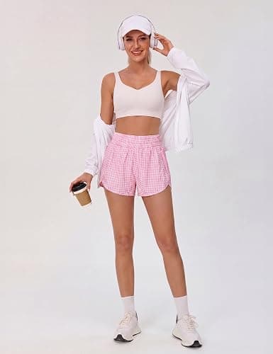 BMJL 2.5" Running Shorts for Women High Waisted Quick Dry Short with Pocket | built-in liner,thick elastic waistband,split side,comfy fabric,zipper pocket,longer back,workout,athletic,curved back line thumbnail 6