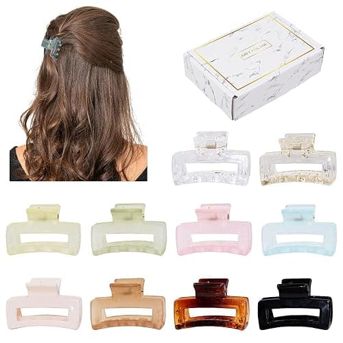 Small Tiny Claw Hair Clips for Women Girls for Thin/Medium Thick Hair, 1.5 Inch Mini Hair Jaw Clips Matte Rectangle Nonslip Clip with Gift Box (Matte+shiny color series) thumbnail 9
