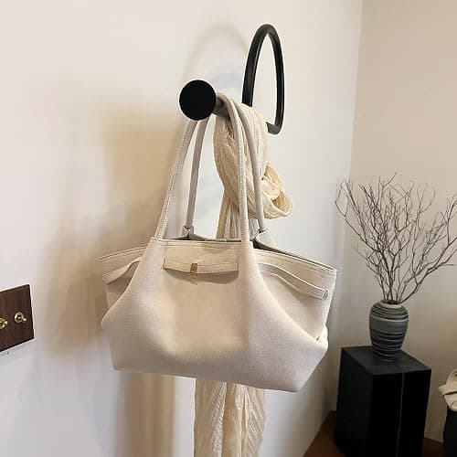 Makukke Sac fourre-tout en daim pour femme - Grand sac à main vintage - Pour le travail, le bureau, les voyages, le shopping, l'école thumbnail 3