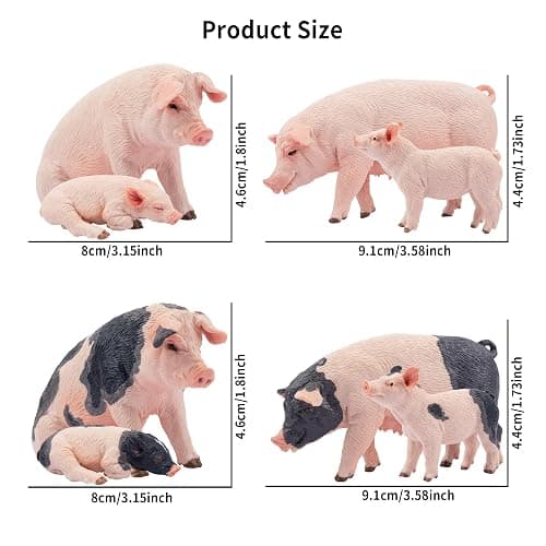 Toymany 8PCS Realistic Pig Figurines Set, Plastic Pig Figures Farm Animals Toys, Birthday Christmas Toy Gift for Kids Toddlers thumbnail 3