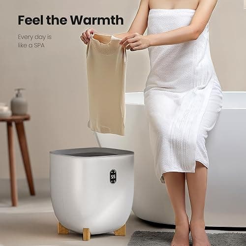 AGLUCKY Towel Warmer for Bathroom, 25L Large Towel Warmers Bucket with 2 Heating Modes, LCD Screen, 20/40/60/90 Min Auto Shut-Off, Fits Blankets, Bathrobes, PJ's, Ideal Gift for Family, White thumbnail 6
