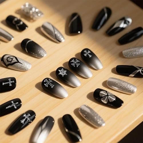Artdone Nail Art Studs Kit, 3D Silver Cross Nail Charms and Star Gems Bulk Nail Jewels Shiny Crosses for DIY Professional Manicures Decoration thumbnail 7