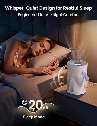 Jafända Air Purifers for Home, Hepa Air Purifier for Bedroom, Air Cleaner for Pet Dander, Quiet Sleep Mode, Portable Air Purifier for Office, Odor, Dust, Smoke (White) thumbnail 4