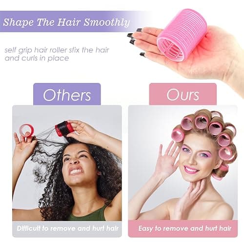 5 Size Hair Rollers, 72Pcs Roller Set, Hair Curlers for Blowout Look Long, Short Hair, Jumbo Large Big Small 30 Hair Rollers, 40 Roller Clips, Tail Comb, Storage Bag thumbnail 5