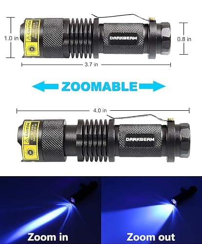DARKBEAM UV 365nm Light Wood's lamp Blacklight Ultraviolet Flashlight LED Portable Mini Handheld Torch Detector for Dog Urine Pet Stains 370nm Anti-counterfeiting Identification, Resin Curing thumbnail 2