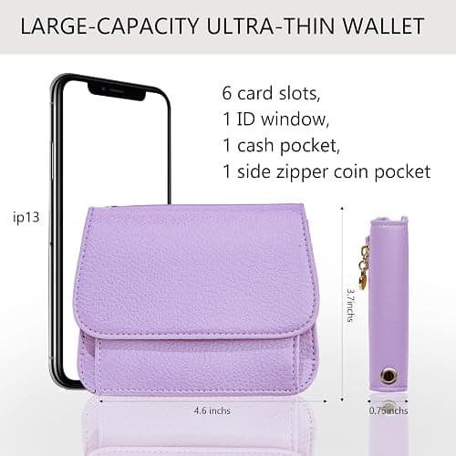 Sunpour Keychain Wallet RFID Wristlet Wallets for Women,Small Wallets Woman Key Chain Wallet with Coin Pocket and Id Window thumbnail 2