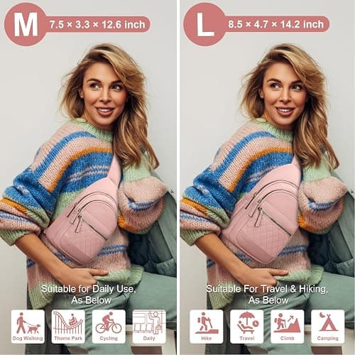 Capolo Sling Bag for Women Men Waterproof Crossbody Bags for Women Trendy Casual Fanny Pack with Convertible Shoulder Strap Chest Bag for Travel Hiking(Pink, Medium) thumbnail 2