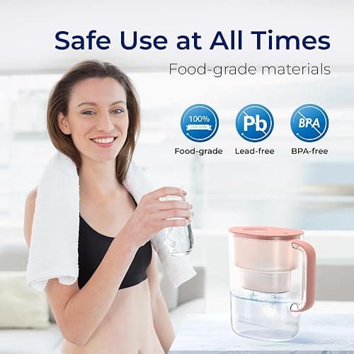 Waterdrop PT-07R Water Filter Pitcher, 10-Cup, NSF Certified, 200-Gallon Long-Life Filter, Improves Coffee & Tea Taste, Reduces PFOA/PFOS and Chlorine, 5X Longer Filter Life, Pink thumbnail 8