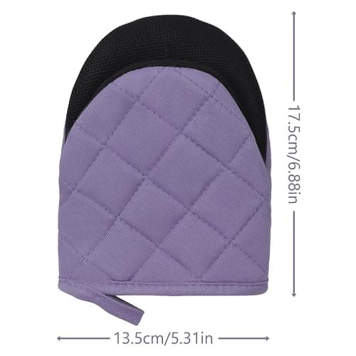 Short Oven Mitts, Heat Resistant 500°F, Silicone Grip Kitchen Gloves, Non-Slip for Baking, Grilling, BBQ, Machine Washable with Hanging Loop, 2-Pack Set, Taro Purple thumbnail 3