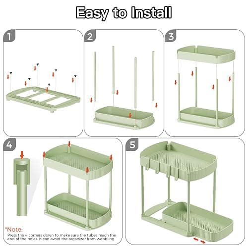 Ukeetap 2 Pack Multi-Purpose Pull-Out Storage Organizers, Under Sink Organizers and Storage for Bathroom & Kitchen, Under Cabinet Organizers and storage, 12.8 Inch, Green thumbnail 7
