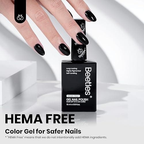 Beetles Black Gel Polish – Silent Charm Audrey Black Color Hema Free Gel Polish, 15ml Long-Lasting Soak Off UV LED Glossy Manicure for DIY Nail Art thumbnail 2