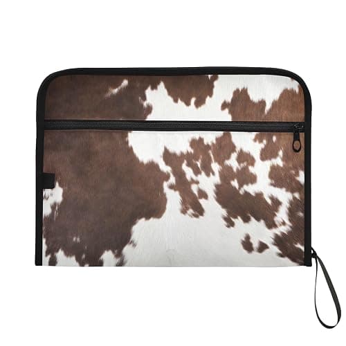 Western Cow Skin Texture Expanding Accordion File Folder with Sticky Labels, 13 Pockets Zip File Folder with Zipper Closure thumbnail 7