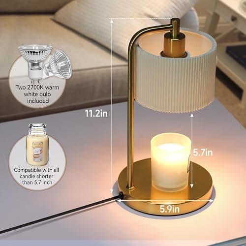 NITOWOLF Candle Warmer Lamp with Timer, Dimmable Candle Wax Warmer Electric Candle Lamp for Scented Candles with Bulbs, Christmas Gifts House Warming Gifts Home Decor(Gold) thumbnail 6