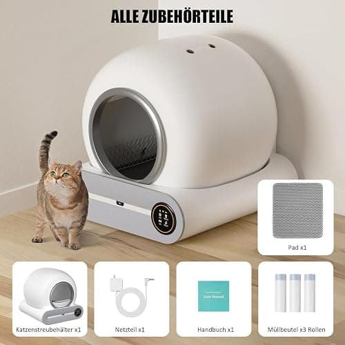 Litiere Chat Autonettoyante, Litière Automatique, Lettiera Gatto Autopulente Antiodore Lettiera Automatica Autopulente con Tappetino Gatto e Sacchetti, Anti Odeur, con App Letto Elettrica per Gatti thumbnail 8